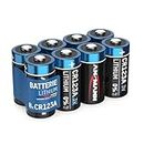 ANSMANN CR123A 3V Lithium Batterie, 8 Stück, 1500mAh, Einwegbatterie für Alarmsysteme Spielzeug Taschenlampen Kamerablitz, Rundzelle, leistungsstark