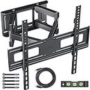 BONTEC TV Wall Mount for 23-70 Inch LED LCD Flat & Curved TVs, Swivels Tilts Extends Double Arm Full Motion TV Wall Bracket Holds up to 45kg, Includes HDMI Cable, Spirit Level, Max VESA 400x400mm