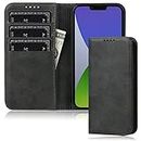 FROLAN for iPhone 14 Plus Wallet Case with Credit Card Holder Slot Premium PU Leather Flip Folio Kickstand Magnetic Drop Protection Shockproof Cover 6.7 Inch - Black