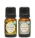 US Organic 100% Pure Myrrh, Frankincense Essential Oil Combo Pack - Directly sourced from The Horn of Africa - USDA Certified Organic - Use Topically or in Diffuser (5 ml Combo)