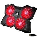 KLIM Wind - Laptop Cooling Pad - The Most Powerful Rapid Action Cooling Fan - Laptop Stand with 4 Cooling Fans at 1200 RPM - USB Fan - Compatible New 2021 Version - RED