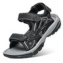 iNTLPPY Men's Hiking Sport Sandals Open Toe Lightweight Outdoor Water Sandals, Black Grey, 9 UK