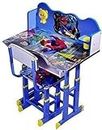 Toby Baby Desk/Kids Study Table Chair Set Cartoon Printed Height Adjustable Age Between 3-11 Blue, Engineered Wood, 86 Cm, 69 Cm