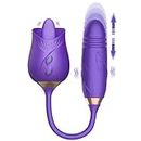 2024 Rose Sex Relaxing Toys 10 Modes Lucking Toys for Women Rose Sucker Toy Dual Motor Waterproof for Woman Female Couples, USB Rechargeable Cordless Quiet Adult Toys (Purple)