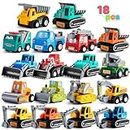 JOYIN 18 Stück Zurückziehen Spielzeugfahrzeug-Set, Mini-Truck-Modellautos, reibungsbetriebenes Fahrzeugset für pädagogisches Rollenspiel für Kleinkinder, Jungen und Mädchen