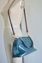 Genuine Arcadia Green Grayish Stamped Patent Leather Top Handle Large Doctors Sp