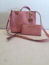 MICHAEL KORS CYNTHIA SMALL BLOSSOM SAFFIANO LEATHER SATCHEL BAG WITH WALLET