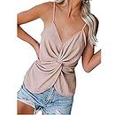 Kekebest Dress for Women, 2020 Summer Casual Sleeveless V Neck Solid Camisole Ruched Pleated Loose Tops Blouse Shirts, for Special Occasion Pink