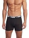 PUMA Men's 3 Pack Athletic Fit Boxer Briefs, Black, Large