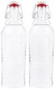 Bormioli 2er Set Glasflasche Officina 1825 - geriffelte 1,2 Liter Flasche mit Bügelverschluss und Relief Verzierung, 4250857232383