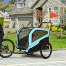 2-in-1 Dog Bike Trailer Pet Stroller for Large Dogs, Blue