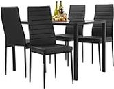 MECHYIN PU Leather Dining Chairs Set of 4 - Upholstered Modern Kitchen Chairs with Metal Legs for Living Room, Restaurant, Kitchen, Patio, Bistro(Black)