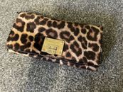 Michael Kors Brown Astrid Genuine Leopard Print Purse Wallet MK Gold Clasp