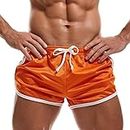 AIMPACT Mens Workout Sweat Shorts 5 Inch Cotton Casual Fitness Running Shorts with Pockets, Orange, Medium