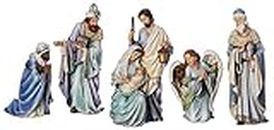 Joseph's Studio by Roman - 5-Piece Nativity Set, Includes Holy Family, Three Kings and Angel, 15" H, Blue and Silver, Resin and Stone, Decorative, Collection, Durable, Long Lasting