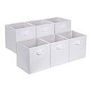 Amazon Basics Collapsible Fabric Storage Cubes Organizer with Handles, 10.5"x10.5"x11", White - Pack of 6