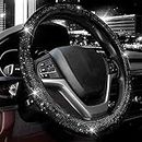 Valleycomfy Steering Wheel Cover for Women 15 1/2 inches-16 inches Bling Bling Crystal Diamond Sparkling for F150 F250 F350 Ram 4Runner Tacoma Tundra Range Rover (Black with Black Diamond)