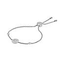 Michael Kors Women's Stainless Steel Silver-Tone Slider Bracelet with Crystal Accents, No size, Non-Precious Metal, Cubic Zirconia