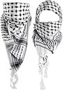 The Flying Tree Men Pure Cotton Arab Shemagh Neck Wrap Arafat Keffiyah Desert Style Head Scarf (White)