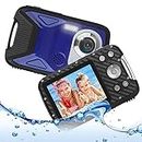 Heegomn Waterproof Digital Camera for Children, Full HD 1080P, 8x Digital Zoom, 16MP Underwater Cam for Teenagers/Beginners (Blue)