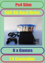 Playstation 4 Slim, 500 gb Hard drive, 1 x Controller, 6 games (14304)