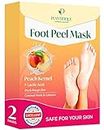 Plantifique Foot Peel Mask - Foot Mask Dermatologically Tested - Repair Heels & Removes Dry Dead Skin for Soft Baby Feet - Exfoliating Peel Mask for Hard Skin - Peeling (Peach 2Pack)