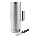 Flexzion Metal Guiro with Scraper Shack 4" x 12" - Round Cylinder Stainless Steel Latin Hand Percussion Instrument with Handle Guiro Musical Training Tool for Jazz Bands, Concerts, Live Performance