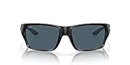 Costa Del Mar Men's Tailfin Rectangular Sunglasses, Matte Black/Gray Polarized 580P, 57 mm