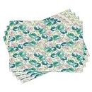 Ambesonne Flower Place Mats Set of 4, Floral Pattern with Rose Vintage Inspired Watercolor Style Print Pastel, Washable Fabric Placemats for Dining Room Kitchen Table Decor, Turquoise Beige Green