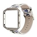 AsohsEN Bracelet de montre pour femme en cuir véritable souple avec cadre en métal pour Fitbit Blaze Smart Fitness Watch, Sans pierre précieuse