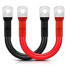 Lpluziyyds Battery Inverter Cable, 2pcs 2AWG/35mm² 15cm 12V Red and Black Car Battery Charger Cable Leads with M8 Ring Terminals Copper Wire for Truck, Motorcycle, Solar, RV, Marine