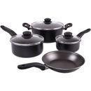 7 Piece Black Cookware Set Nonstick Pots and Pans Home Kitchen Cooking Non Stick