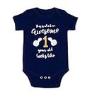 Unique Baby Birthday Gift Awesome 1 Year Old Onesie Clothes for Toddler Infant Boys & Girls 1st Birthday Outfit, Navy-s, 6-12 Months