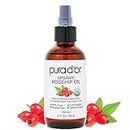 PURA D'OR Organic Rosehip Seed Oil 100% Pure Cold Pressed & USDA Organic Anti-Aging For Face, Hair, Skin & Nails, 4 Fluid Ounce