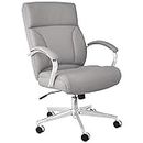 AmazonBasics Modern LeatherSoft Executive Chair, 300lbs Capacity with Oversized Seat Cushion, Grey