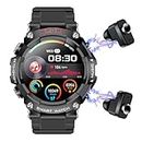4 in 1 Smart Watch with Earbuds, Bluetooth Smart Watch, 1.52" HD IPS Screen Smartwatch for Men, Rugged Military Fitness Tracker, IP67 Waterproof, AI Voice Assistant (Black)