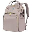 VANKEAN 15.6-16.2 Inch Laptop Backpack for Women Fashion Computer Work Backpack, Water Proof College Daypack Backpacks with USB Port RFID Pocket, School Bag Business Travel Backpack, Light Dusty Pink