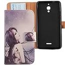 Lankashi Pattern Design PU Flip Leather Cover Skin Protective Case for Alcatel Pixi 4 9001D 6.0 4G (Not 3G) (Wolf Girl)