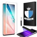 G-Color Screen Protector for Galaxy S10, [Full Adhesive] [Case Friendly] [3D Curved Fit] Tempered Glass Screen Protector [ UV Apply] for Samsung Galaxy S10