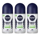* 3 x Nivea Men Sensitive Protect Anti Perspirant Roll-On Deodorant 50mL 