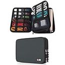 BUBM Electronic Accessories Travel Organizer, Universal Double Layer Travel Gear Organizer for iPad Mini, Storage Bag for Phones, USB Cables, Power Banks, Memory Cards, Hard Disk (Medium, Gray)