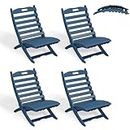 GREENVINES Folding-Xavier-Chairs Set of 4 | Wave | Portable Adirondack-Chair | HDPE Plastic | All Weather Fire-Pit Chair | Blue | for Beach Outdoor Deck Poolside Garden Patio Porch Fishing