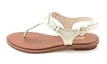 Michael Michael Kors Women's Leather T-Strap Thong Sandals Gold 7.5