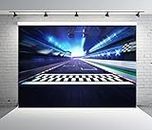 BELECO 9x6ft Fabric Racing Backdrop for Photography Finish Line Race Track Racing Car Background Auto Moto Racing Circuit Stadium Arena Backdrop for Kids Boys Birthday Party Decorations Photo Props