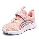 AXUSKY Boys Girls Running Shoes Kids Running Tennis Shoes Athletic Sneakers for Boys Girls Lightweight Breathable Walking Shoes Non-Slip Sneakers for Boys and Girls (Toddler/Little Kid/Big Kid) Pink