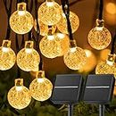 Brightown 2-Pack 120 LED 72 FT Solar String Lights Outdoor, Crystal Globe Lights with 8 Lighting Modes, Waterproof Solar Powered Patio Lights for Garden Yard Porch Wedding Party Decor (Warm White)