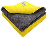 SOFTSPUN 900 GSM, Microfiber Double Layered Cloth 40x40 Cms 2 Piece Towel Set, Extra Thick Microfiber Cleaning Cloths Perfect for Bike, Auto, Cars Both Interior and Exterior.