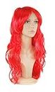 KIRALOVE Long wavy hair wig 60cm bright red synthetic cosplay anime manga one size gift idea for parties cosplay