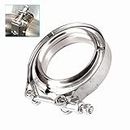 Atokrtact Exhaust Clamp Stainless Steel Flat Flange V Band Bolt Mlamp Kit Assembly for Exhaust Down Pipes Turbo (63 mm Exhaust Flange Kit)