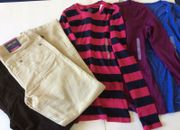 5 New Women's Clothes- 2 Pants(Size 16) and 3 New Women/Girl's Shirts(Size XS/S)